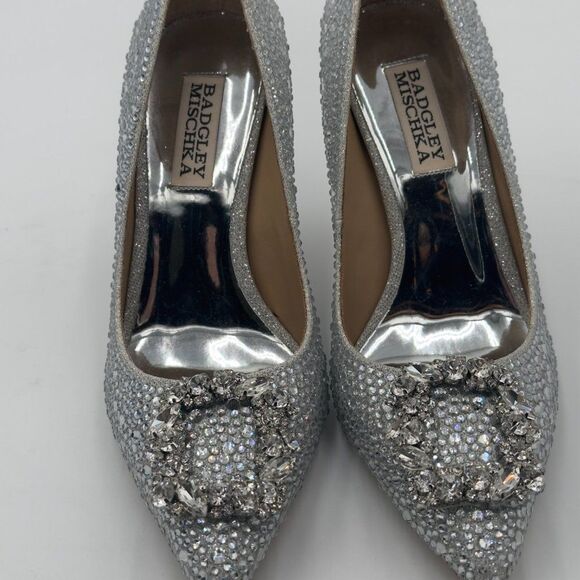 New Badgley Mischka Cher II Evening Pumps in Silve with sparkling details Size 6 - Picture 1 of 9